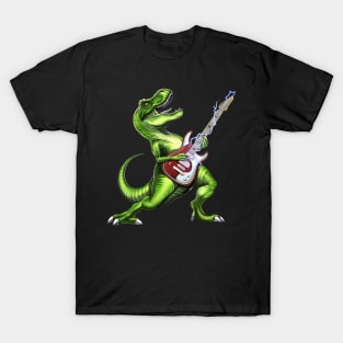 T-Rex Dinosaur Playing Guitar T-Shirt